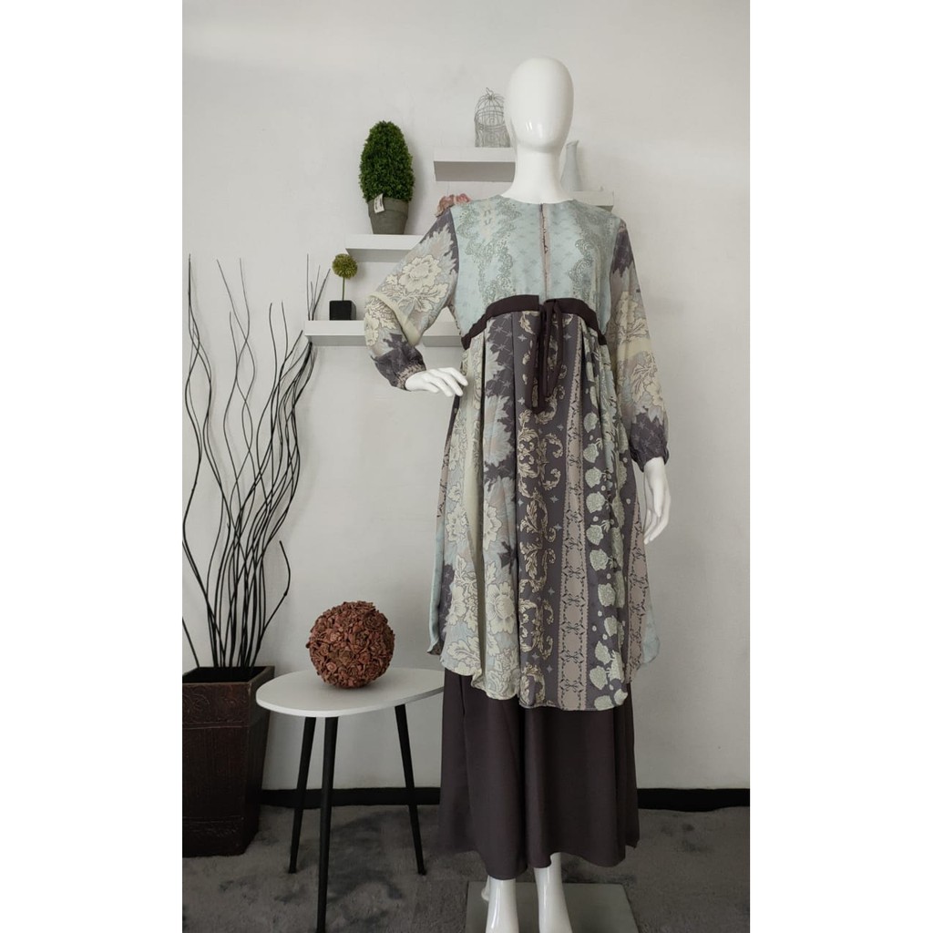 Dress Muslim Motif Bunga
