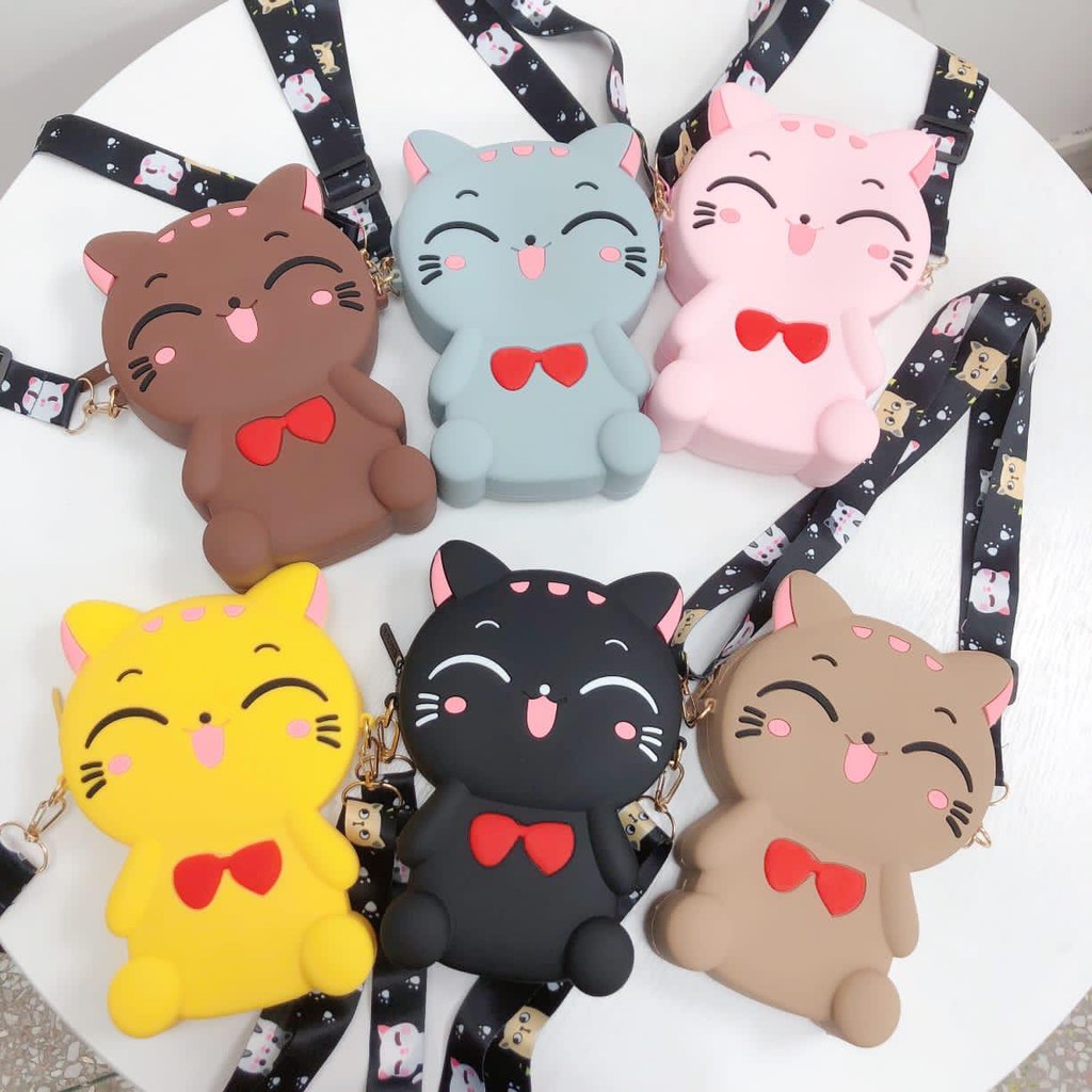 Tas Slempang Motif Kucing Lucu