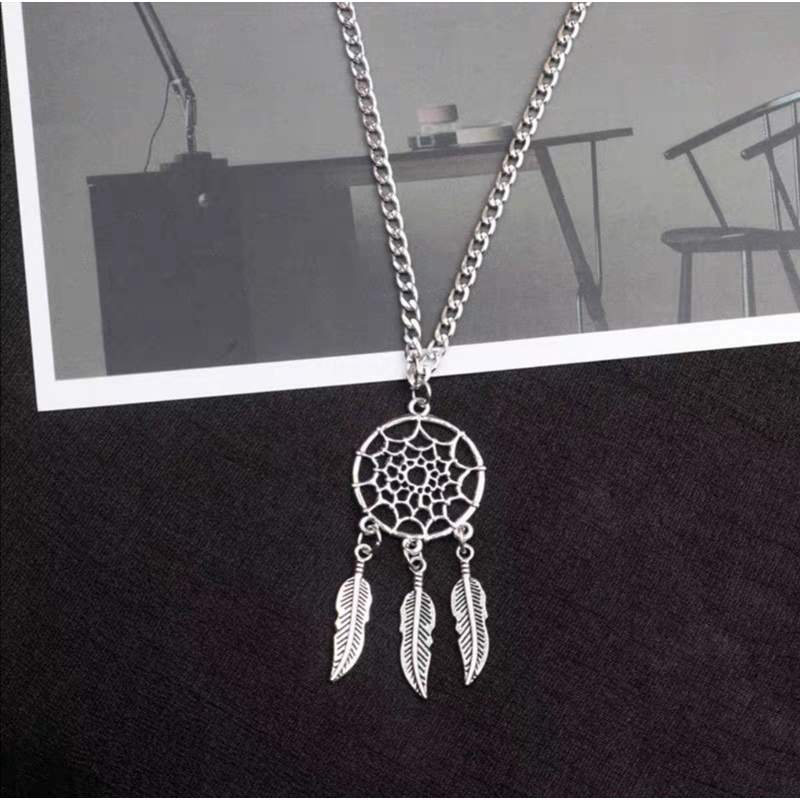 Eropa dan Amerika Bohemian gaya etnik rumbai bulu kalung dream catcher pendant hollow-out elegan kal