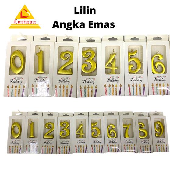 Lilin Angka Ulang Tahun Ultah / Birthday Numeric Candle / Birthday Number Candle Warna Gold Metalik