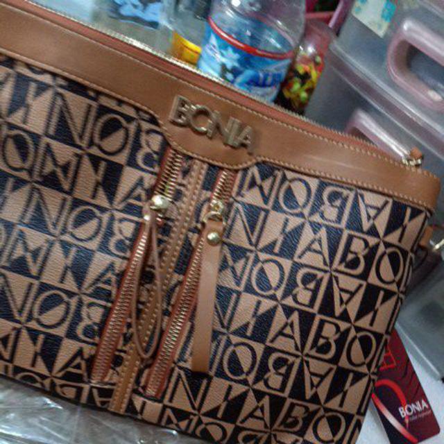 Clutch BONIA DOUBLE ZIPPER Super Premium import  tas  batam  