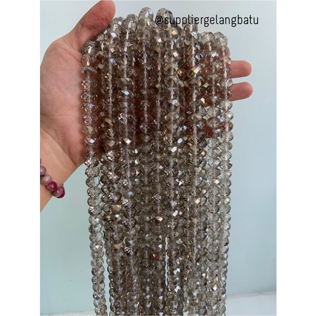 Crystal Ceko kilap 12mm SMOKY GREY QUARTZ kerajinan craft donat manik