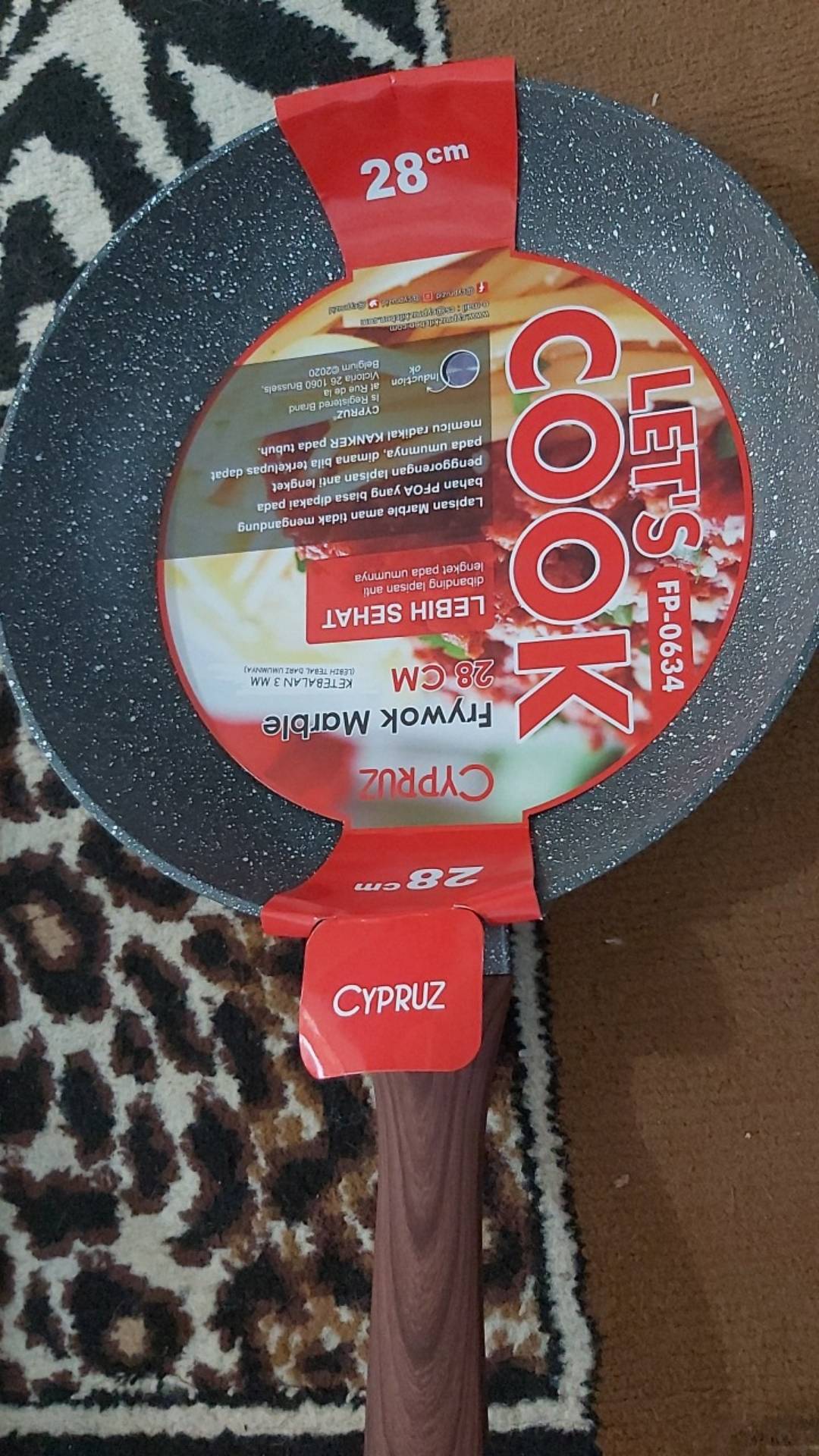 Cypruz Fp-0634 Fry Pan Marble Induksi 28cm - Anti Lengket Tanpa Minyak