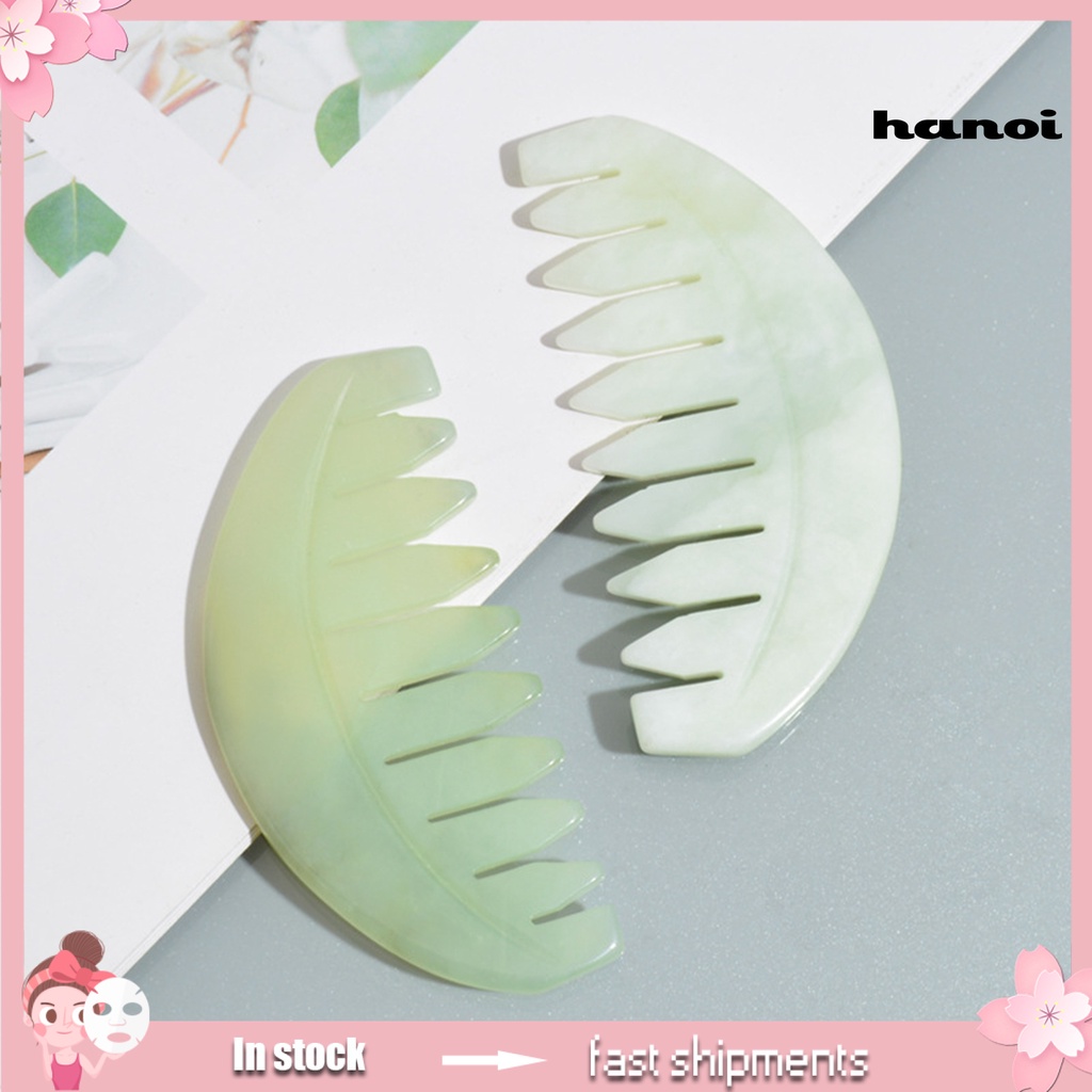 HQTM_Jade Comb Scratchless Hurtless to Scalp Stone Jade Stone Guasha Comb for Hair