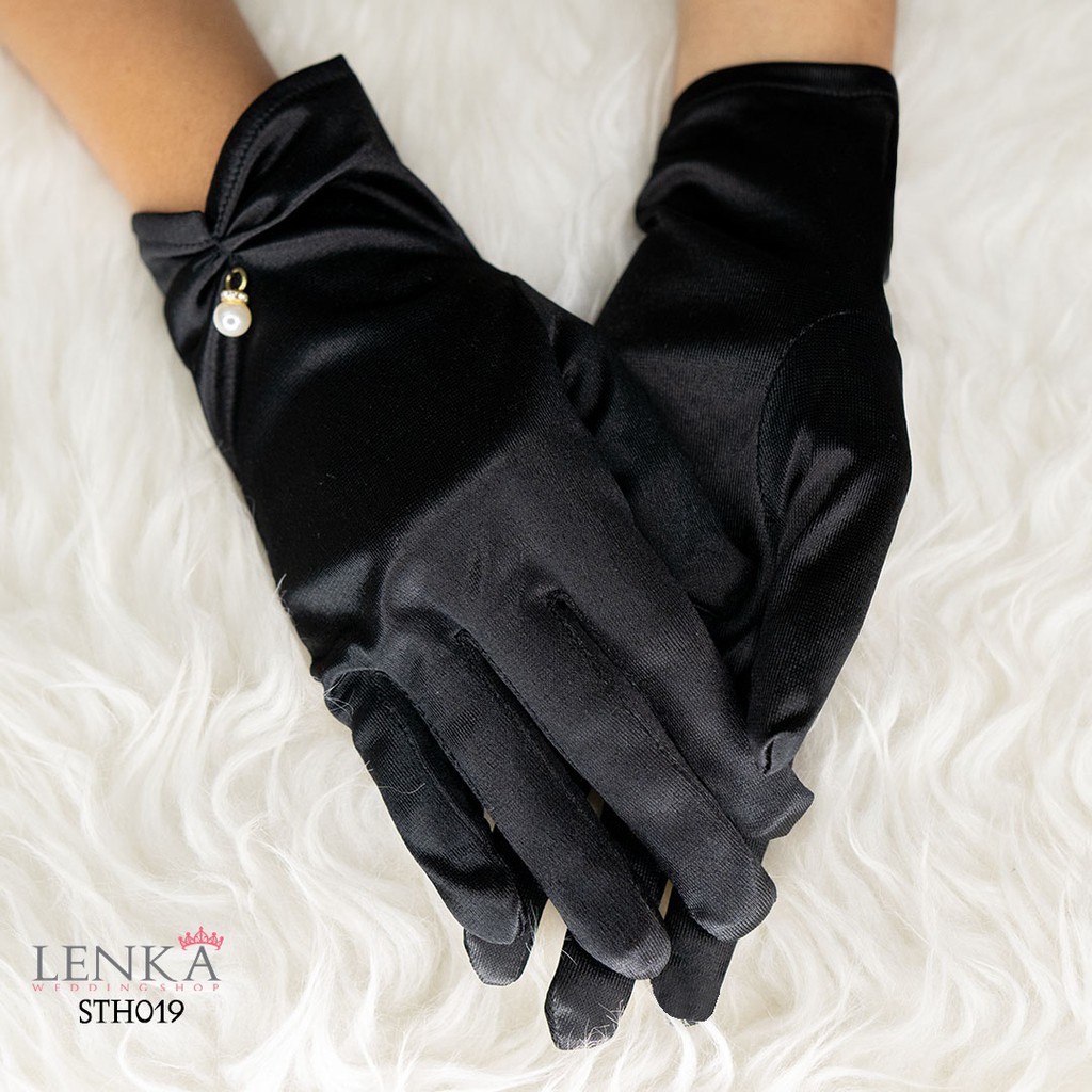 [PRODUK TERBATAS] SARUNG TANGAN WEDDING GLOVE AKSESORIS WANITA PESTA HITAM STH019