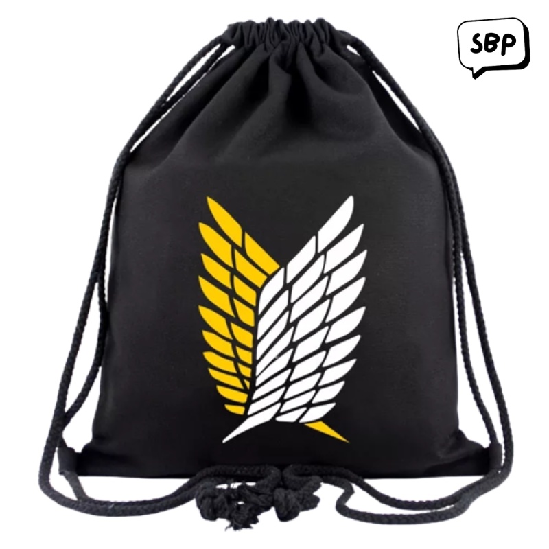 Tas Punggung Serut Anime  Attack On Titan Ransel Travel Kasual Tas Aksesori Cosplay Pria Wanita