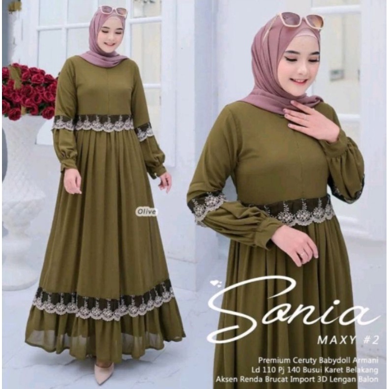 invinov_Baju gamis wanita busui bahan ceruty premium terbaru kekinian termurah