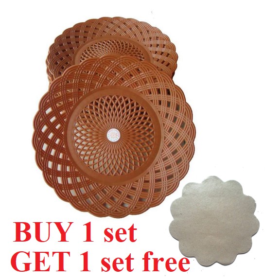 12bh - Piring makan plastik / piring makan anyam / piring makan model rotan / piring makan FREE ALAS