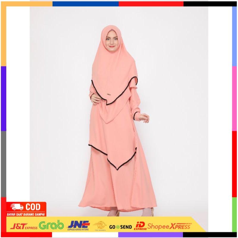 Gamis Set Syari Premium Original Terbaru Kekinian Gamis Set Hijab Lebaran Adem Gamis Butik AlsavaSet