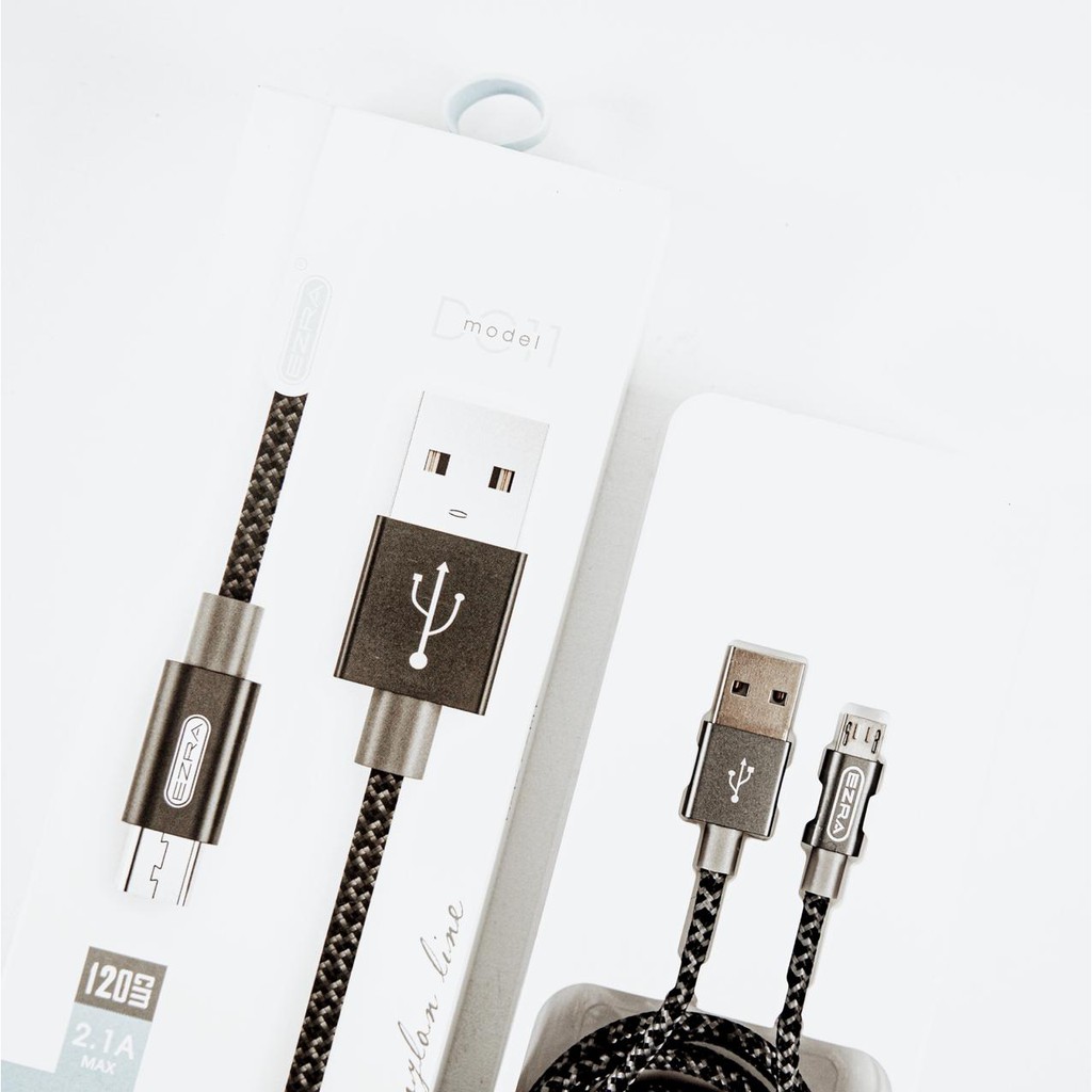 EZRA Nylon Kabel Data Micro USB / USB Type C / iPhone Lightning 1,2 m - Fast Charging 2.1A PREMIUM