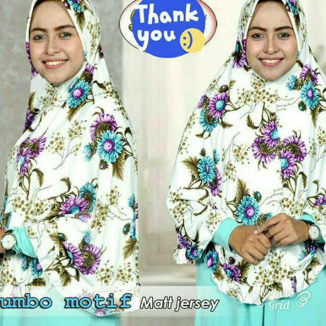 Jilbab / Hijab Syar'i Jumbo Motif Bunga RA