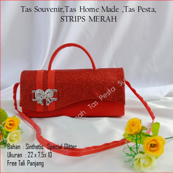 Tas Souvenir,Tas Home Made ,Tas Pesta,STRIPS MERAH