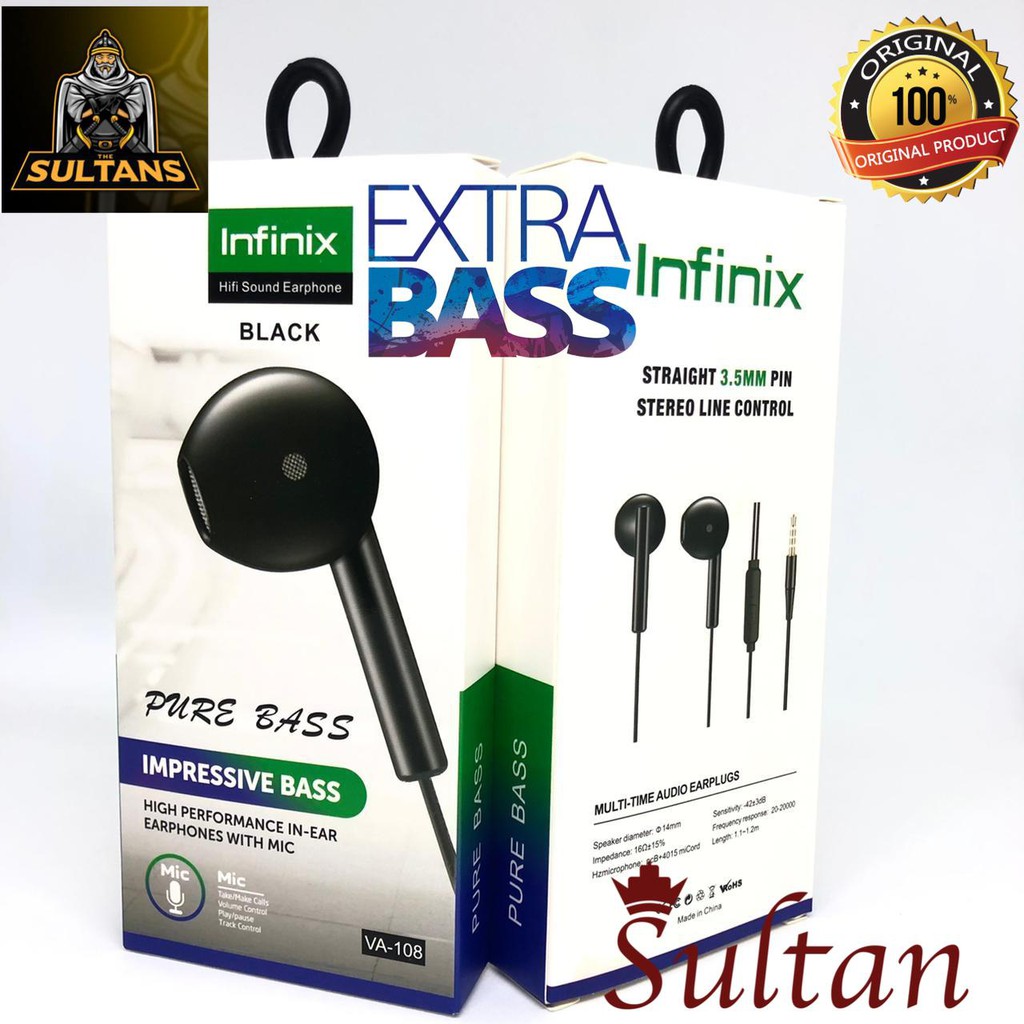Infinix UA77 Handsfree Earphone In-Ear Extra Bass Universal