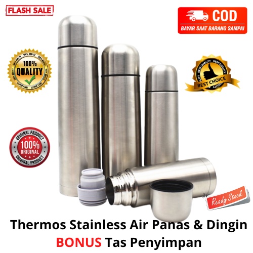 [BISA COD] PROMO Thermos Stainless Air Panas dan Dingin BONUS Tas Penyimpan Termos Air Termos Travel Termos mug Murah Berkualitas