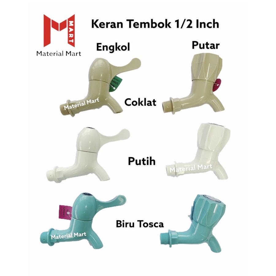 Keran Tembok PVC 1/2 Inch | Kran Air Plastik 1/2&quot; | Keran Cuci Tangan | Material Mart