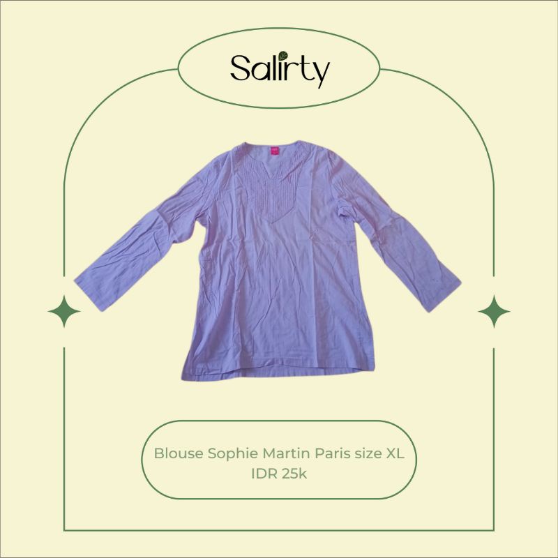 [Salirty] Preloved PL Baju Blouse Atasan Wanita Sophie Martin Paris size XL warna soft ungu