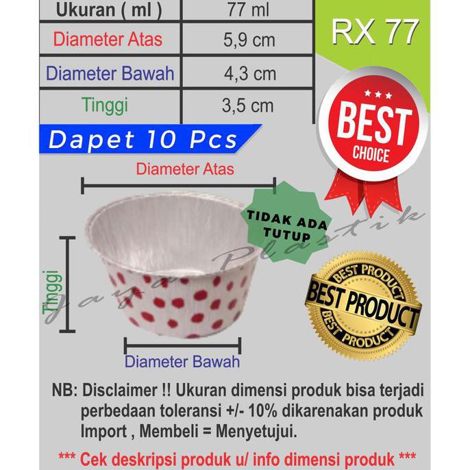 CUP ALUMINIUM FOIL KECIL POLKADOT MERAH UK.77ML - RX77