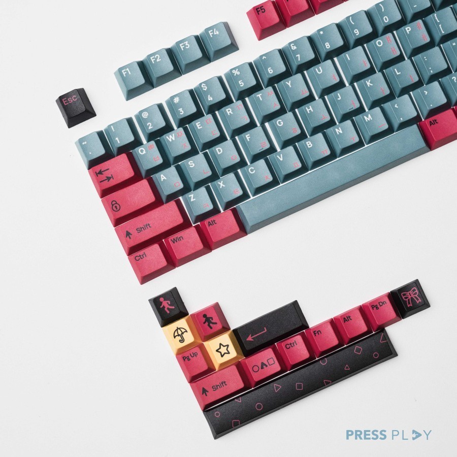 Press Play Hangeul Game Korean Root PBT Keycaps 118 Set Cherry Profile