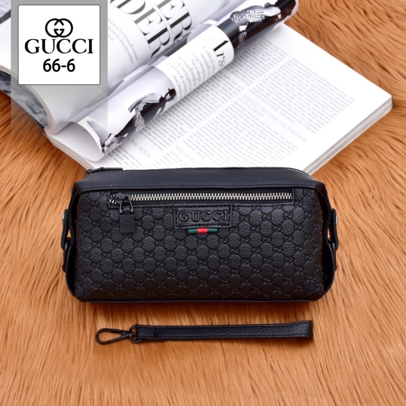 Pouch GUCCI Tas Model Tabung Clutch Pria/Wanita Kulit