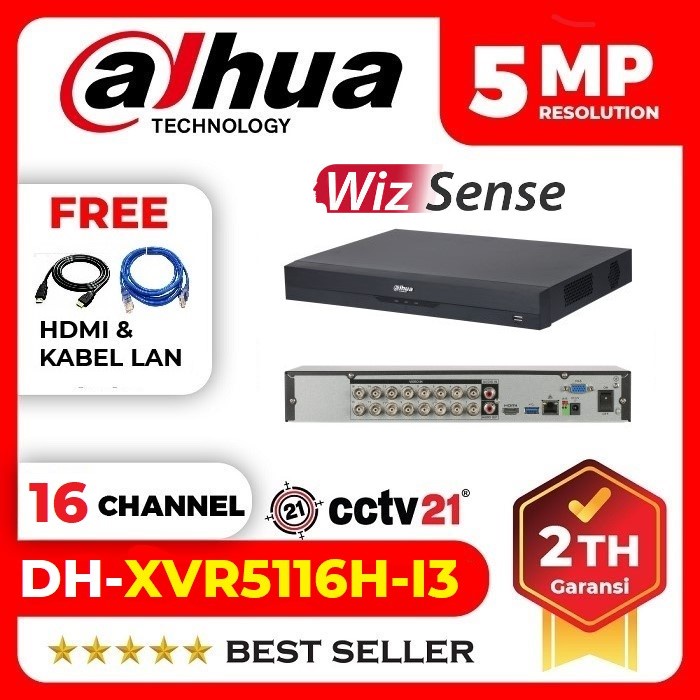 DVR DAHUA 16CH 16 CHANNEL 5MP DH-XVR5116HS-5M-I3 H.265 PROMO CCTV21