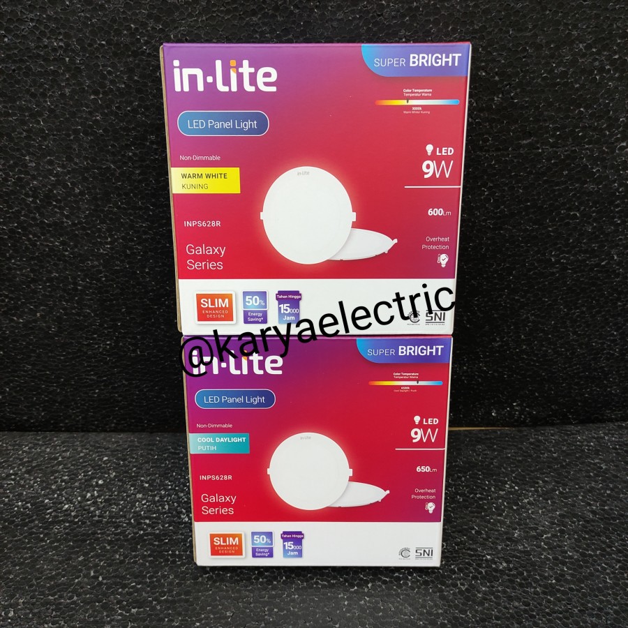 LAMPU PANEL LED DOWNLIGHT BULAT 9WATT IN-LITE INLITE INBOW INPS628R