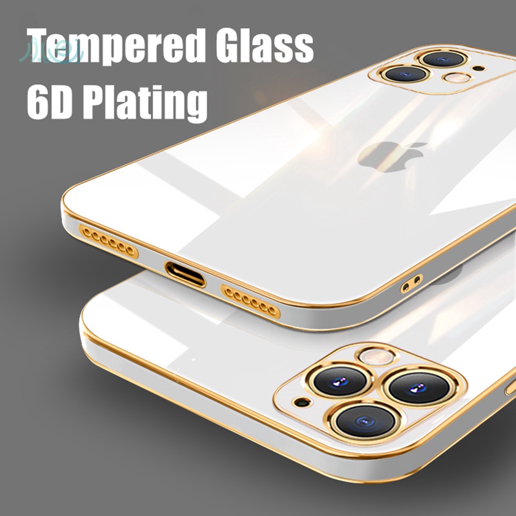 6D Plating tempered glass case iphone 11 12 pro max X XS MAX XR 7+ 8 PLUS SE 2020 11 Pro MAX luxury Electroplated case lens protector full cover