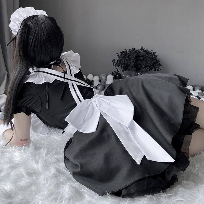 【Wetrose】Ready Stock Cute Soft Girl Anak Cewek Gadis Muda Japanese Lolita Maid Costume Cosplay Anime Young Women Dress Suit Set