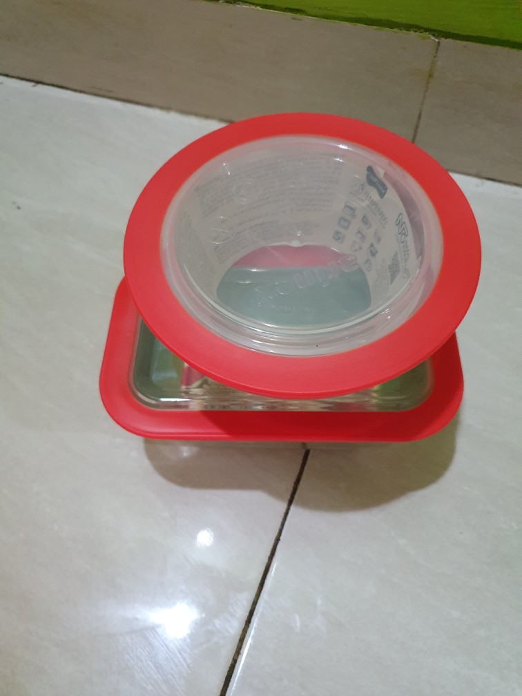 Loyang Kaca Segi + Tutup 700 Ml.6214 Marinex Import Produk