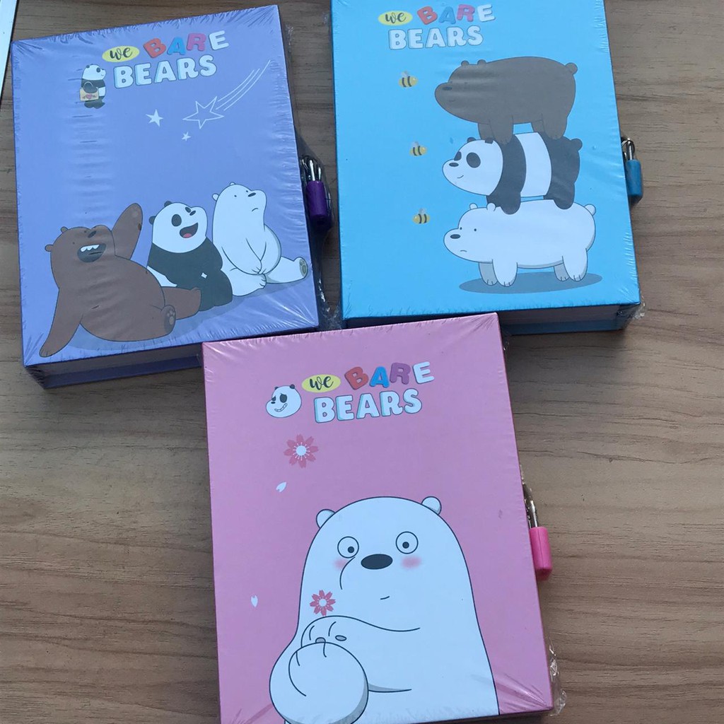 BUKU DIARY GEMBOK WE BARE BEAR JURNAL RAHASIA IMUT LUCU TERMURAH UNIK BUKU TULIS CATATAN LUCU IMPORT