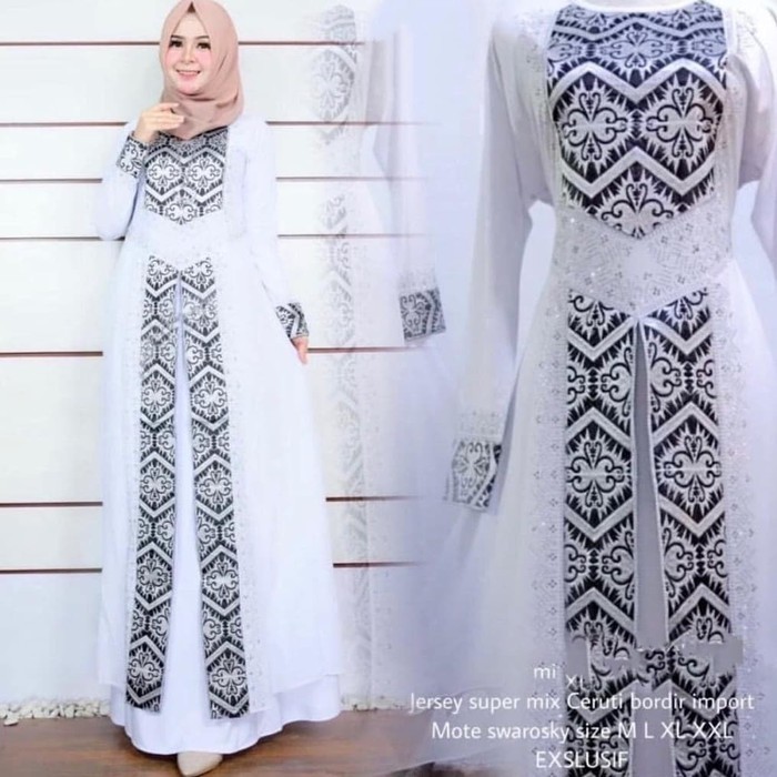 Jual Gamis arab warna putih abaya arab abaya turki long dress maxi dress Diskon