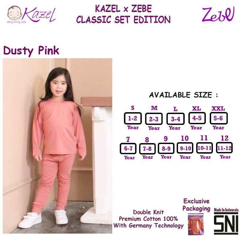 [Size S-XXL Warna Dusty Pink] Kazel Zebe Classic Set Edition Unisex