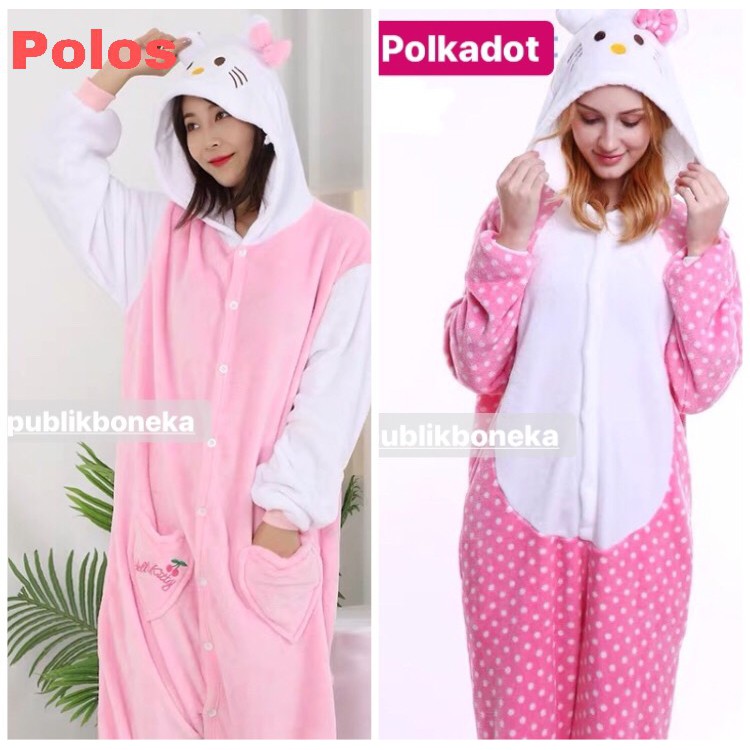 BAJU ONESIE HELLO KITTY PIYAMA KOSTUM PESTA ANAK DEWASA