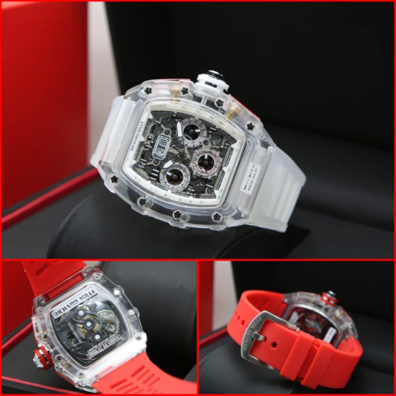 Cod Jam Tangan RM Case Transparan Rubber Jam tangan Pria / Wanita Chrono Aktif [BAYAR DI TEMPAT]