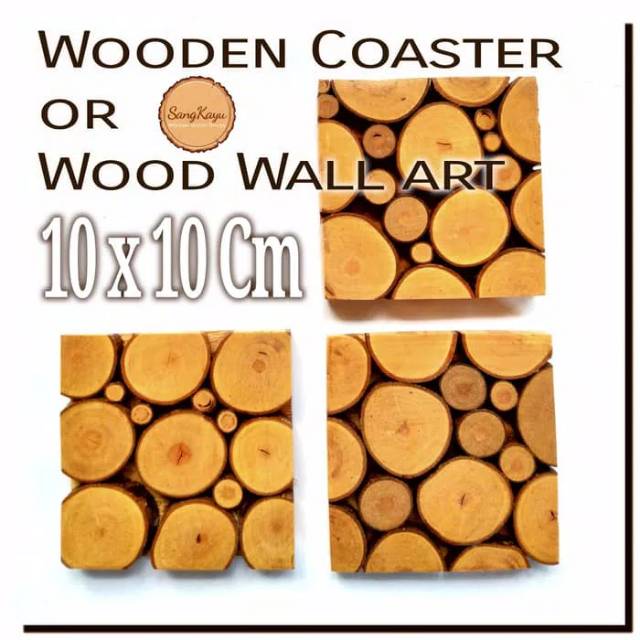 Wooden coaster/Wood Wall art 10x10 cm bisa untuk tatakan atau hiasan