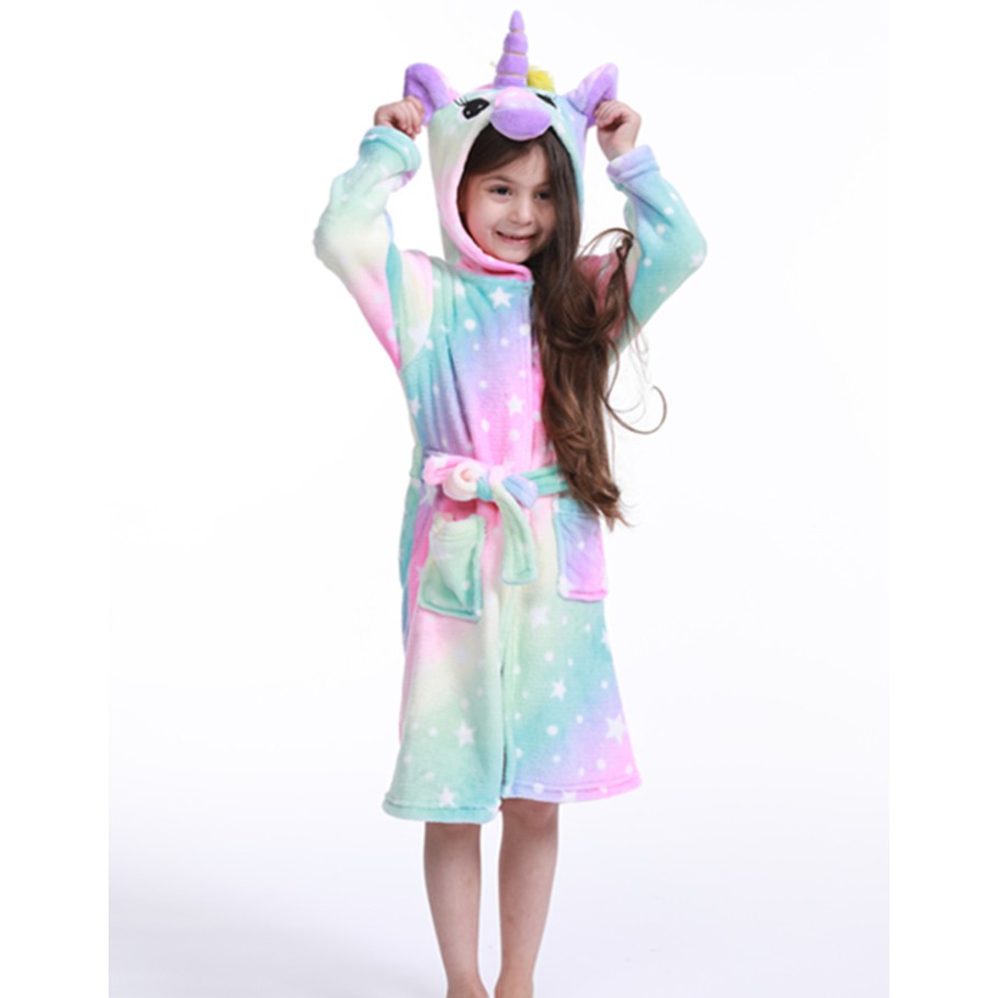 BAJU KIMONO PIYAMA KOSTUM Bahan Flannel UNICORN KID BATH anak