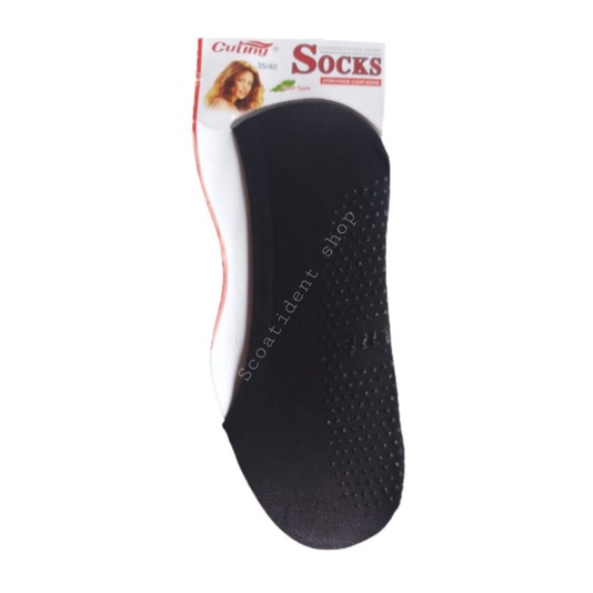 Kaos kaki balet tipis anti slip wanita warna khusus hitam dan krem