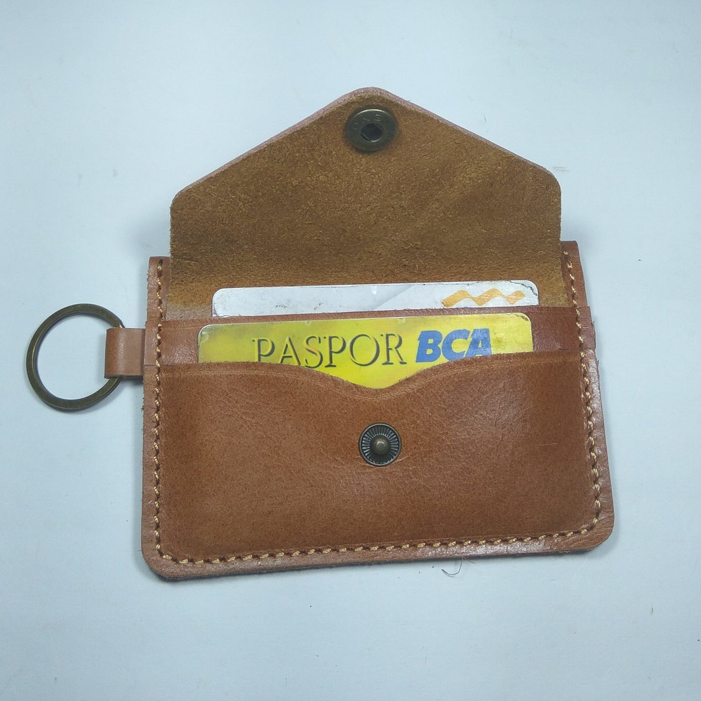 dompet multi fungsi kartu - sim - stnk - uang - gantungan kunci tan