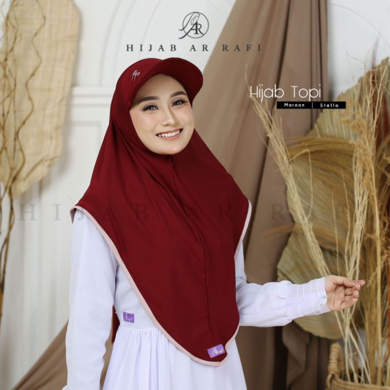Arrafi Hijab Topi Kode Ar 467 / kerudung jilbab topi arrafi instan bestseller 2020-Maroon
