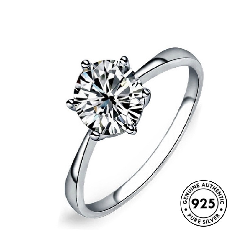 Cincin Berlian 925 Sterling Silver Gaya Elegan Untuk Wanita