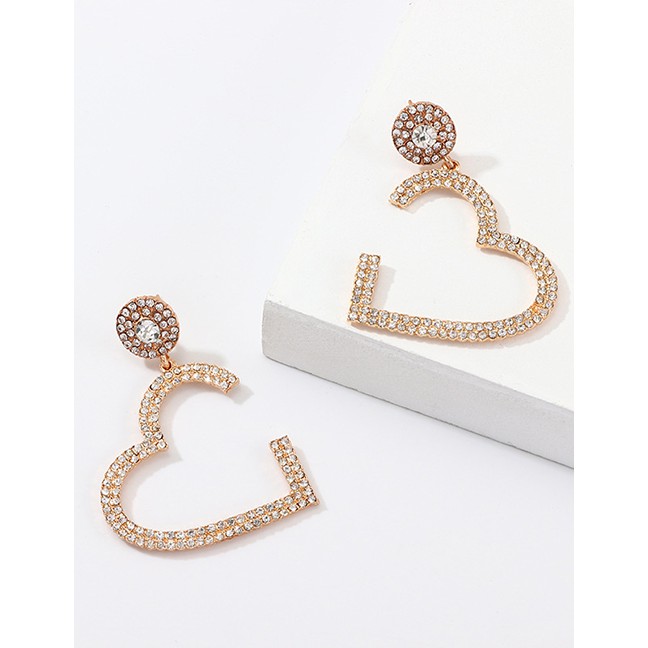 LRC Anting Tusuk Fashion Silver Love Notched With Diamond Earrings D04030