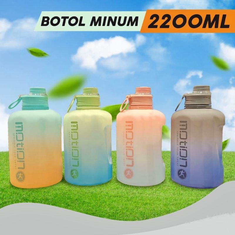 Botol Minum Air Motivasi 2.2 Liter Minum Fitness Olahraga Travel