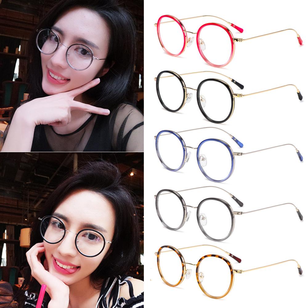 Lily Kacamata Metal Fashion Bulat Vintage Ultra Ringan Frame