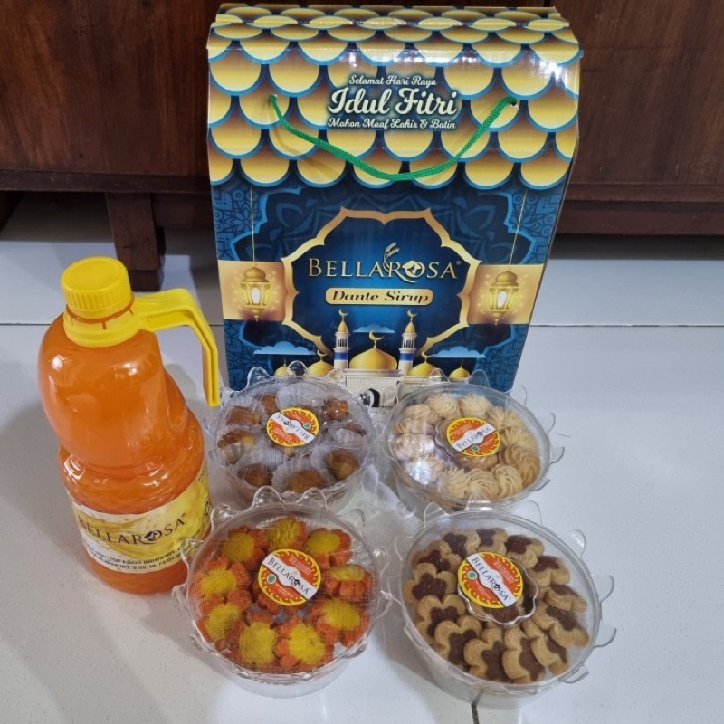 

Paket Kue Kering Hampers Lebaran Merek Bellarosa Dante Sirup