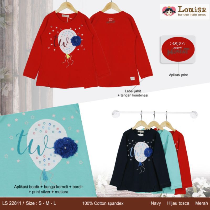 AP234 (8-10TAHUN) KAOS PANJANG ANAK PEREMPUAN MERK LOUISA