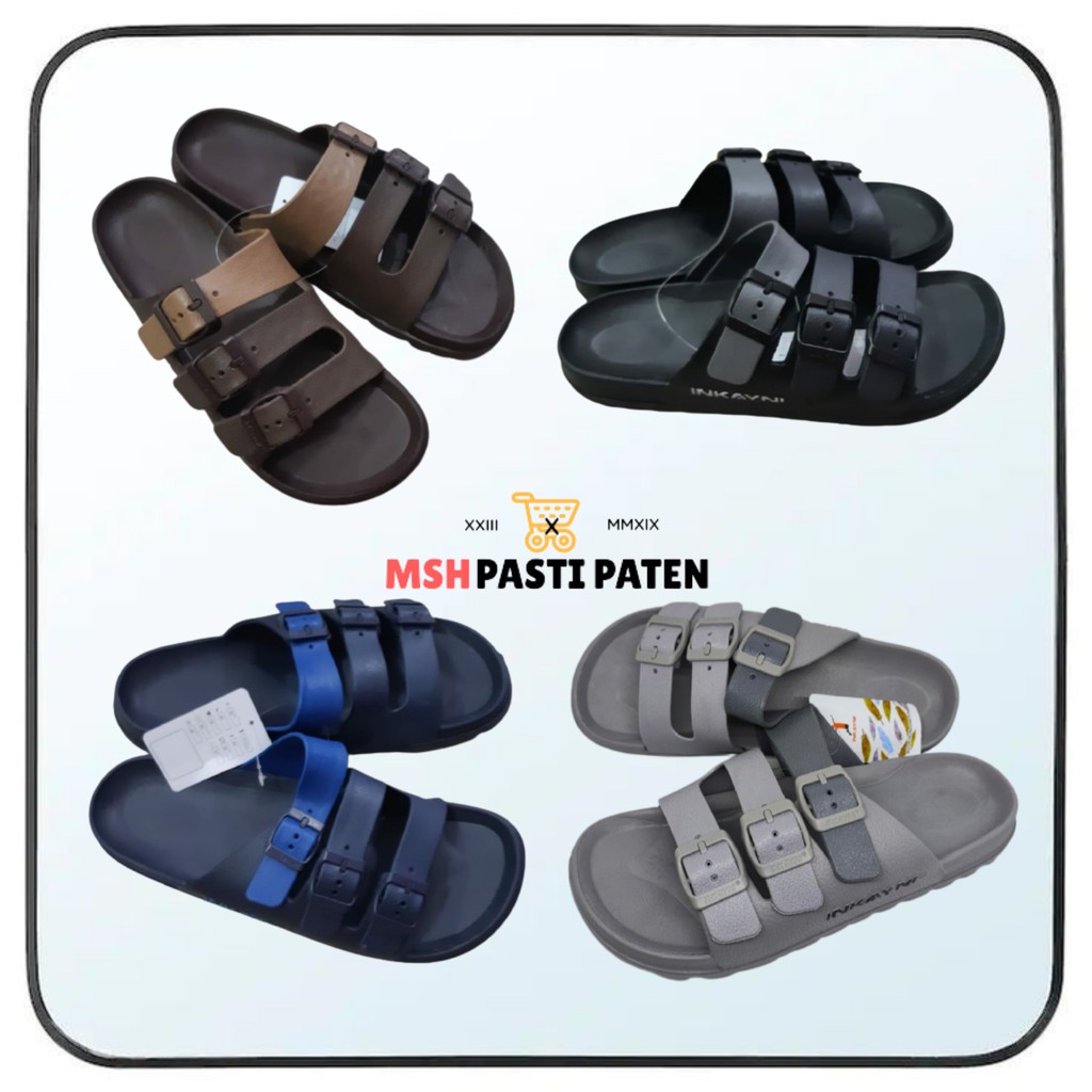 INKAYNI YK 6026 Sandal selop ban 3 pria dewasa bahan karet tahan air size 39-44 sandal gesper