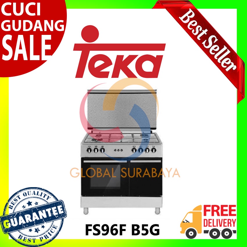 Kompor Freestading TEKA FS96F B5G Hob Burners 5 Gas LPG Stainless New