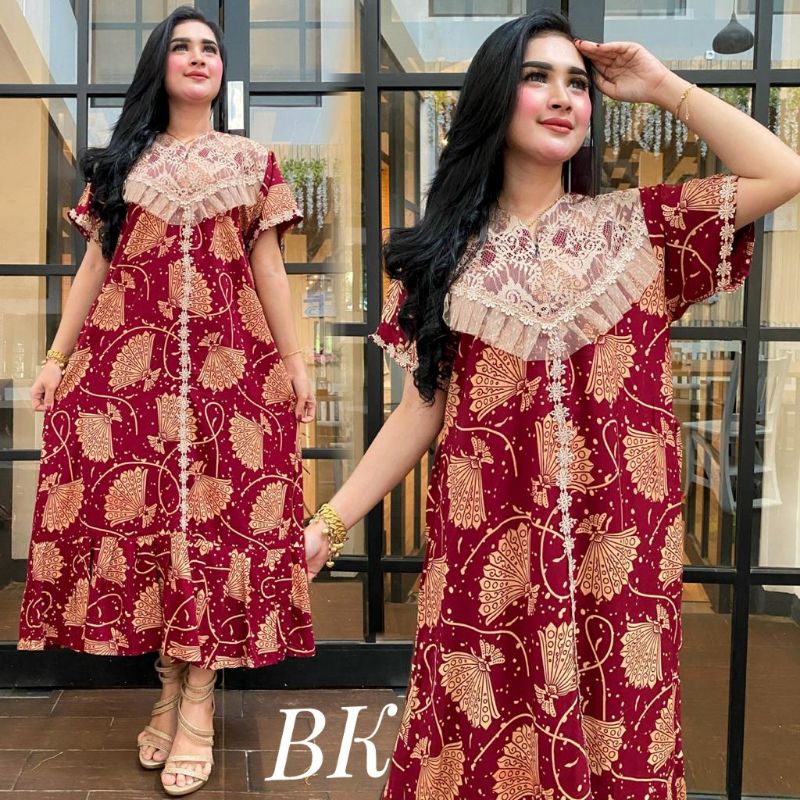 DASTER ARAB RENDA MOTIF KIPAS/DASTER  BORKAT KEKINIAN/DASTER ARAB MOTIF-Marun