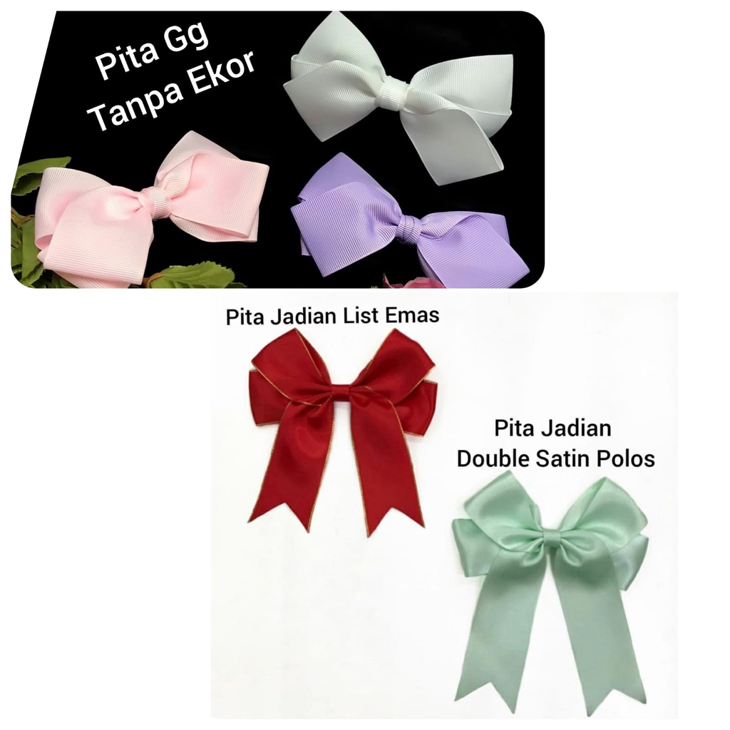 ECER 1 BUAH - PITA JADIAN | PITA KADO HAMPERS |PITA SIAP PAKAI | PITA MERAH LIST EMAS | DOUBLE SATIN POLOS