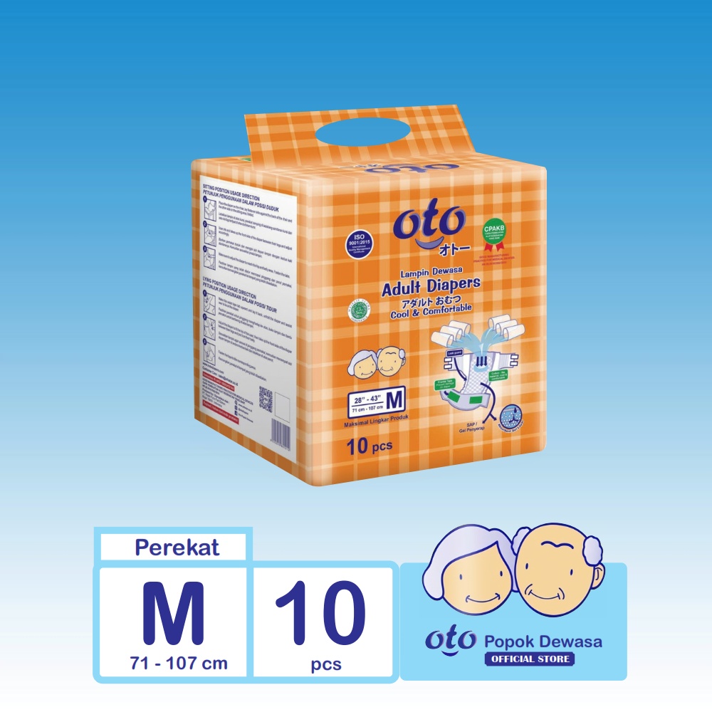 OTO Popok Dewasa model Lem Perekat Adult Diapers size M isi 10 pcs