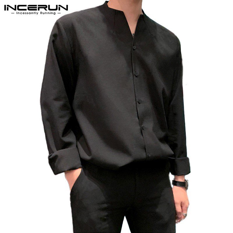 INCERUN Men Long Sleeve Button Up Shirt